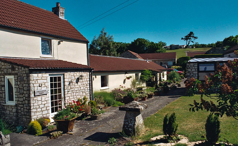 Exterior and front garden of Greyfield Farm Cottages near Bristol